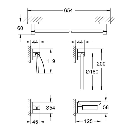 Grohe Essentials 5'İ Bir Arada Banyo Aksesuar Seti - 40344001 - Thumbnail