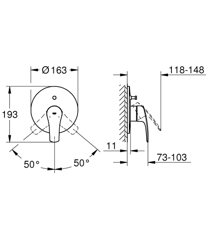 Grohe Eurosmart Ankastre Banyo/Duş Bataryası Mat Siyah - 194502433 - Thumbnail