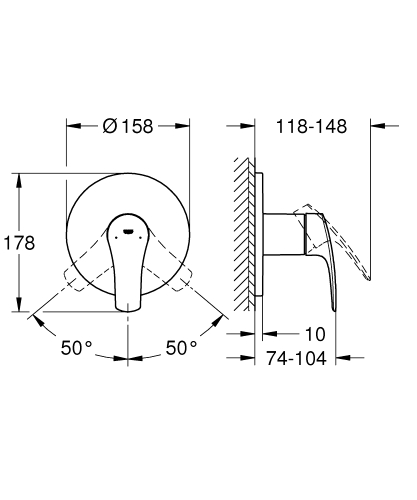 Grohe Eurosmart Ankastre Duş Bataryası - 24042003 - Thumbnail