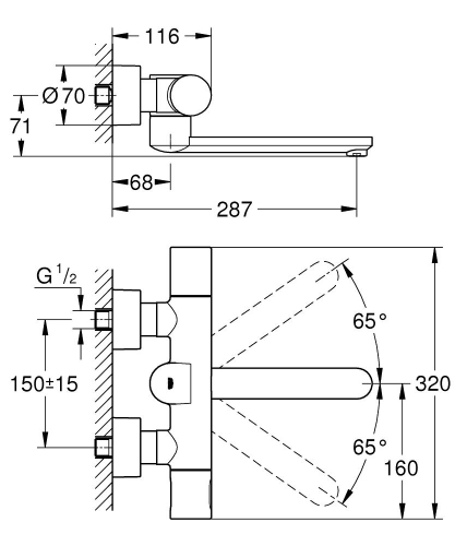 Grohe Eurosmart Cosmo. E Duvardan, Fotoselli Ve Termostatik Lavabo Bataryası- 36332000 - Thumbnail