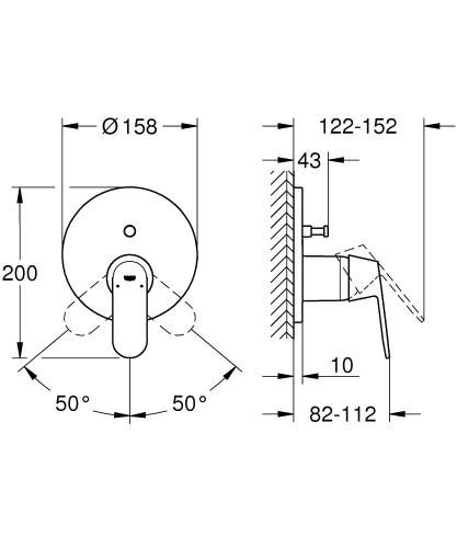 Grohe Eurosmart Cosmo. Ankastre Banyo Duş Bataryası 2 çıkışlı divertörlü- 24045000 - Thumbnail