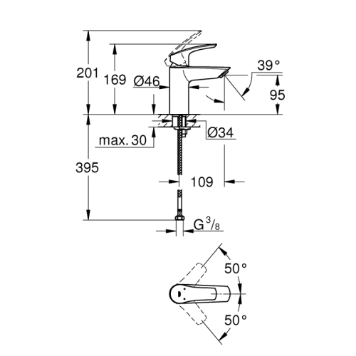 Grohe Eurosmart Lavabo Bataryası S-Boyut Krom - 32467003 - Thumbnail