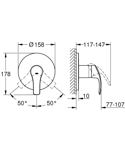 Grohe Eurosmart Ankastre Duş Bataryası 1 çıkışlı- 24042002 - Thumbnail