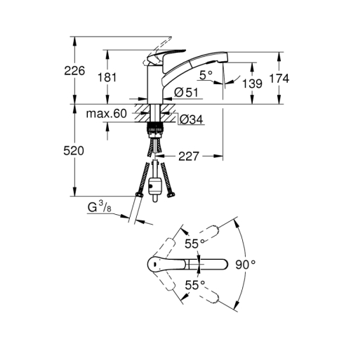 Grohe Eurosmart Tek Kumandalı Eviye Bataryası - 30305001 - Thumbnail