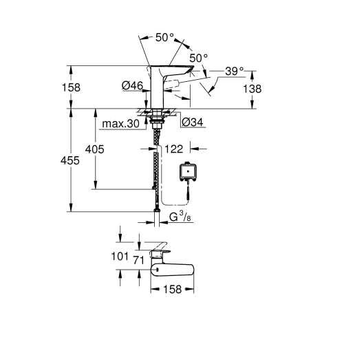 Grohe Eurosmart Tek Kumandalı Lavabo Bataryası M-Boyut - 23975003 - Thumbnail