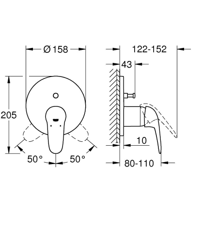 Grohe Eurostyle Ankastre Banyo Duş Bataryası 2 çıkışlı divertörlü- 24047003 - Thumbnail