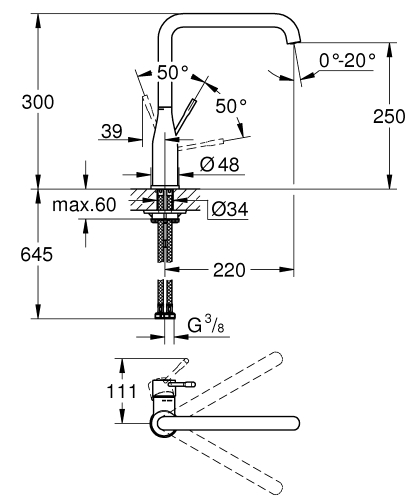 Grohe Eviye Bataryası Döner Borulu Essence Cool Sunrise - 30269GL0 - Thumbnail