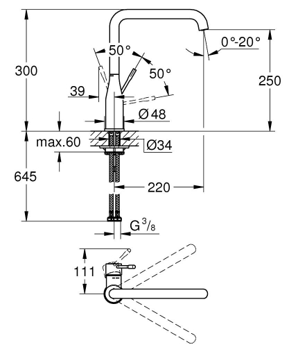 Grohe Eviye Bataryası Döner Borulu Essence Mat Siyah - 30505KF0 - Thumbnail