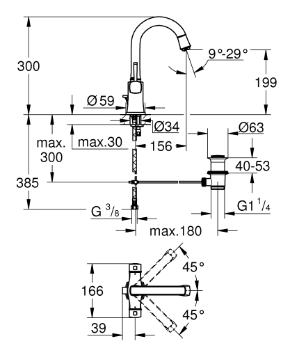 Grohe Grandera Lavabo Bataryası L-Boyut - 20666000 - Thumbnail