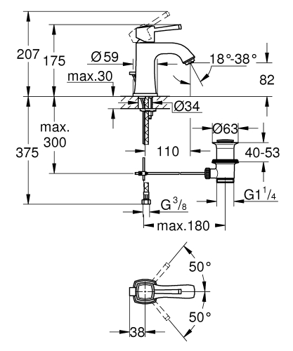 Grohe Grandera Tek Kumandalı Lavabo Bataryası 1/2'' S Boyut Krom – 24369000 - Thumbnail