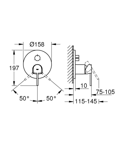 Grohe Plus Ankastre Banyo Duş Bataryası 3 çıkışlı divertörlü- 24093003 - Thumbnail