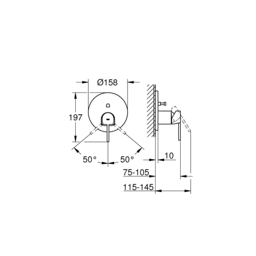 Grohe Grohe Plus Ankastre Banyo/Duş Bataryası Brushed Hard Graphite - 24060AL3 - Thumbnail