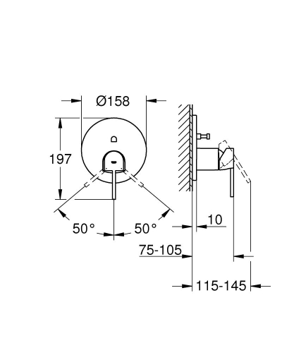 Grohe Plus Ankastre Banyo Duş Bataryası 2 çıkışlı divertörlü- 24060003 - Thumbnail