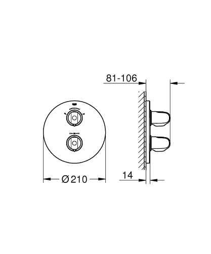 Grohe Grohtherm 1000 İki Yönlü Ankastre Termostatik Banyo Bataryası - 19986000 - Thumbnail