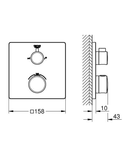 Grohe Grohtherm Termostatik Banyo Duş Bataryası 2 çıkışlı divertörlü- 24080000 - Thumbnail