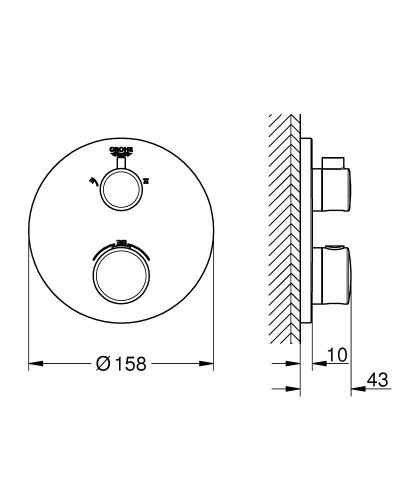 Grohe Grohtherm Termostatik Banyo Duş Bataryası 2 çıkışlı divertörlü- 24076000 - Thumbnail