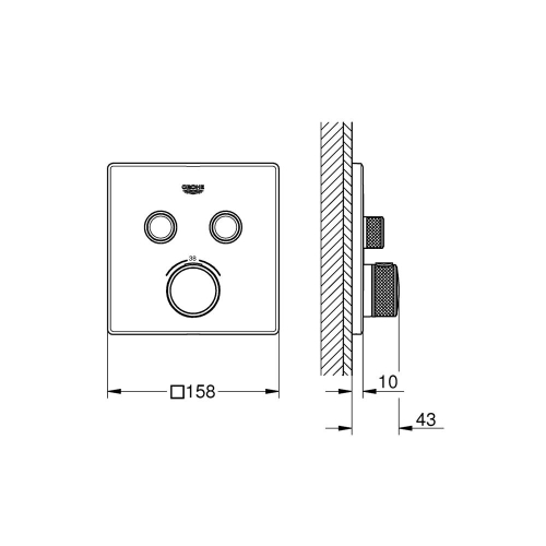 Grohe Grohtherm Smartcontrol Çift Valfli Akış Kontrollü, Ankastre Termostatik Duş Bataryası Brushed Cool Sunrise - 29124GN0 - Thumbnail