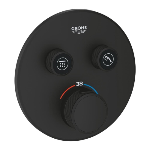 Grohe Grohtherm Smartcontrol Çift Yönlü Ankastre Termostatik Duş Bataryası Mat Siyah - 29507KF0 - Thumbnail