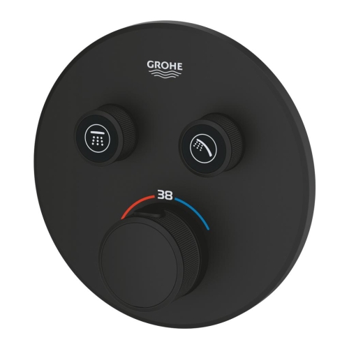 Grohe Grohtherm Smartcontrol Çift Yönlü Ankastre Termostatik Duş Bataryası Mat Siyah - 29507KF0 - Thumbnail