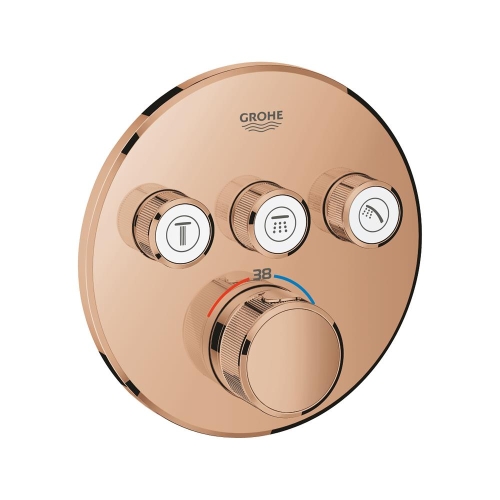 Grohe Grohtherm Smartcontrol Üç Valfli Akış Kontrollü, Ankastre Termostatik Duş Bataryası Warm Sunset - 29121DA0 - Thumbnail