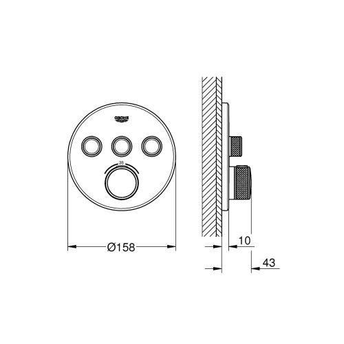 Grohe Grohtherm Smartcontrol Üç Valfli Akış Kontrollü, Ankastre Termostatik Duş Bataryası Warm Sunset - 29121DA0 - Thumbnail