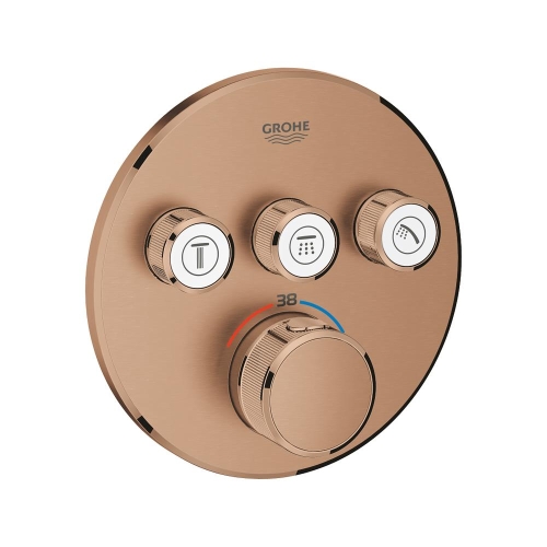 Grohe Grohtherm Smartcontrol Üç Valfli Akış Kontrollü, Ankastre Termostatik Duş Bataryası Brushed Warm Sunset - 29121DL0 - Thumbnail