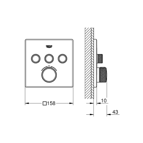 Grohe Grohtherm Smartcontrol Üç Valfli Akış Kontrollü, Ankastre Termostatik Duş Bataryası - 29126Gn0 - Thumbnail