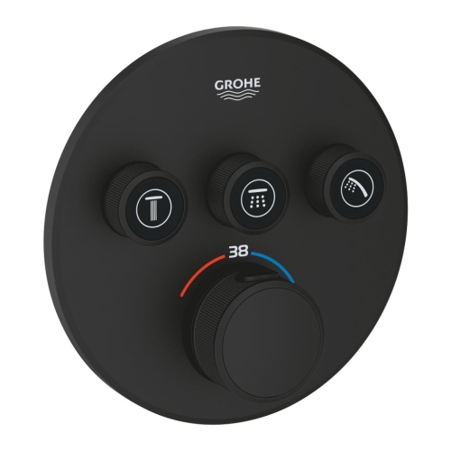 Grohe Grohtherm Smartcontrol Üç Yönlü Ankastre Termostatik Duş Bataryası Mat Siyah - 29508KF0 - Thumbnail