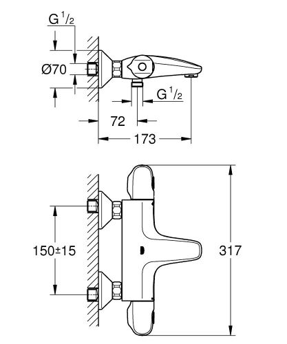 Grohe Grohtherm Termostatik Banyo Bataryası - 348162433 - Thumbnail