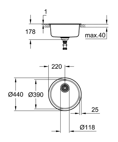 Grohe K200 Paslanmaz Çelik Eviye Paslanmaz Çelik - 31720SD0 - Thumbnail