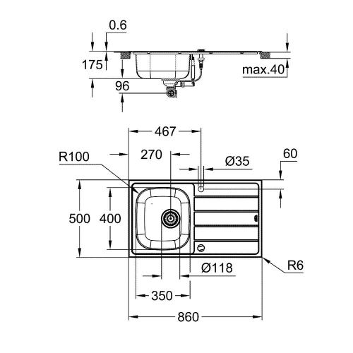 Grohe K200 Paslanmaz Çelik Süzgeçli Eviye Paslanmaz Çelik - 31552SD1 - Thumbnail