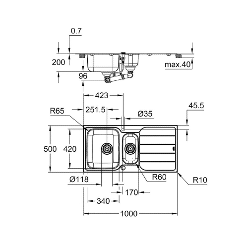 Grohe K500 Damlalıklı Eviye Paslanmaz Çelik - 31572SD1 - Thumbnail