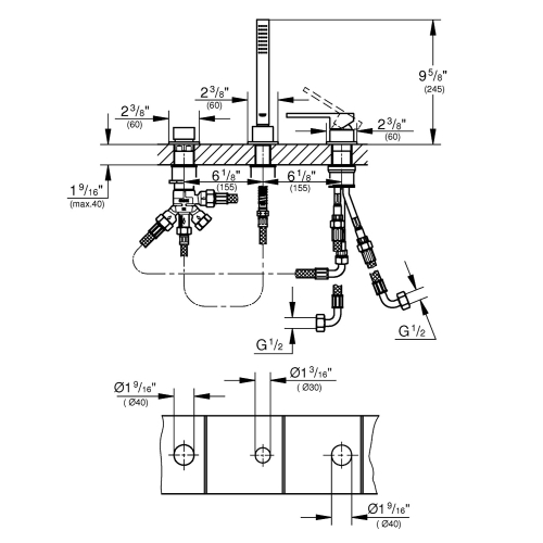 Grohe Küvet Bataryası 3 Delikli Plus Krom - 23845003 - Thumbnail