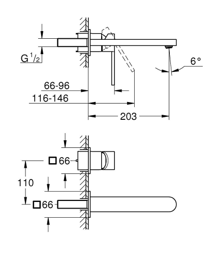 Grohe Lavabo Bataryası 2 Delikli Duvardan Plus Krom - 29306003 - Thumbnail