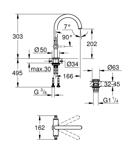 Grohe Lavabo Bataryası Atrio L Boyut Brushed Hard Graphite - 21145AL0 - Thumbnail