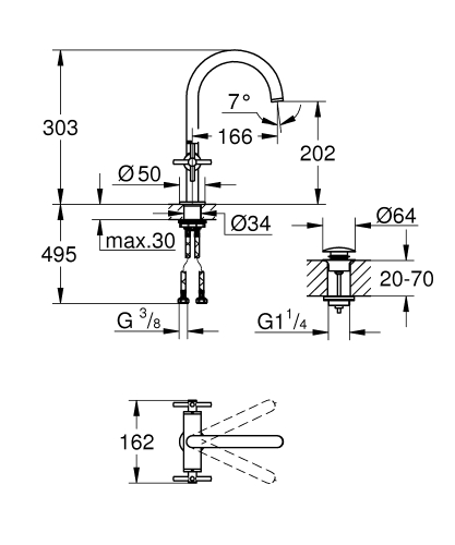 Grohe Lavabo Bataryası Atrio L-Boyut Brushed Hard Graphite - 21144AL0 - Thumbnail