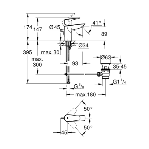 Grohe Lavabo Bataryası BauEdge S-Boyut Krom – 23328001 - Thumbnail