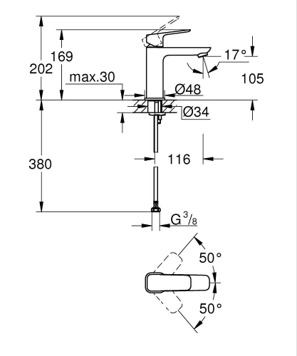 Grohe Lavabo Bataryası Cubeo M-Boyut Mat Siyah – 1017552430 - Thumbnail