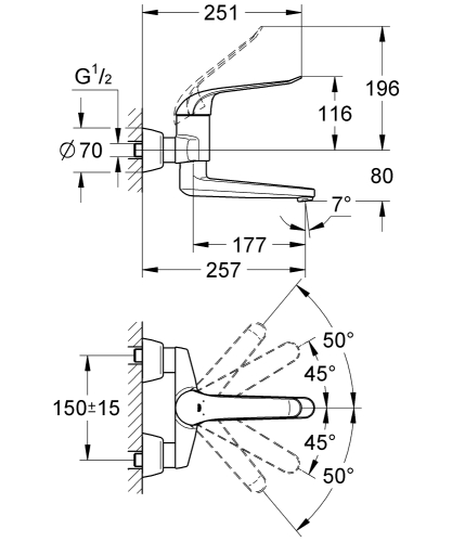 Grohe Lavabo Bataryası Engelli Lavabo İçin Euroeco Krom- 32773000 - Thumbnail