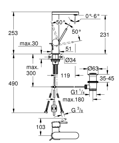 Grohe Lavabo Bataryası Plus L-Boyut Krom - 23843003 - Thumbnail