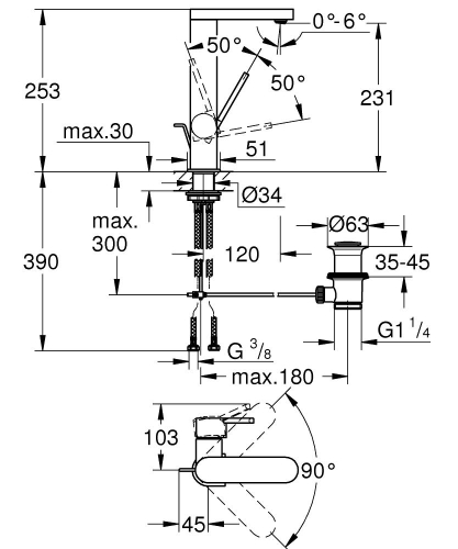 Grohe Lavabo Bataryası Plus L-Boyut Krom - 23851003 - Thumbnail