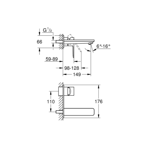 Grohe Lineare İki Delikli Lavabo Bataryası M-Boyut Brushed Hard Graphite -19409AL1 - Thumbnail