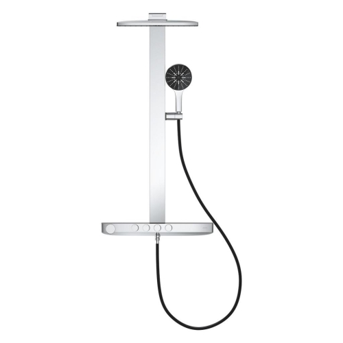 Grohe Rainshower Aqua Pure Duvara Monte Termostatik Bataryalı Duş Sistemi Siyah/Krom - 100961KI00 - Thumbnail