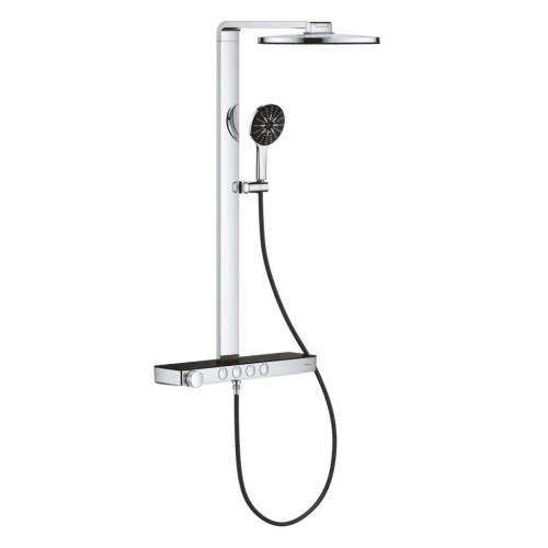 Grohe Rainshower Aqua Pure Duvara Monte Termostatik Bataryalı Duş Sistemi Siyah/Krom - 100964KI00 - Thumbnail