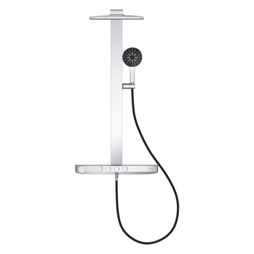 Grohe Rainshower Aqua Pure Duvara Monte Termostatik Bataryalı Duş Sistemi Siyah/Krom - 100964KI00 - Thumbnail