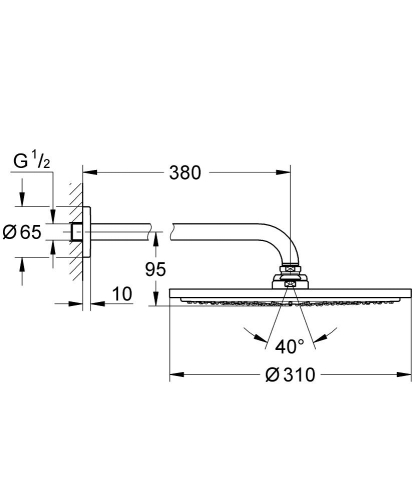 Grohe Rainshower Cosmopolitan Tepe Duşu ve Dirseği 38cm - 26066000 - Thumbnail