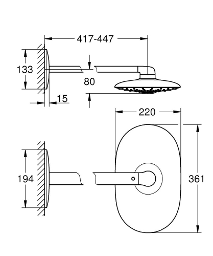 Grohe Rainshower Duo 360 Tepe Duşu seti, 2 Akışlı, Krom-Beyaz- 26254LS0 - Thumbnail