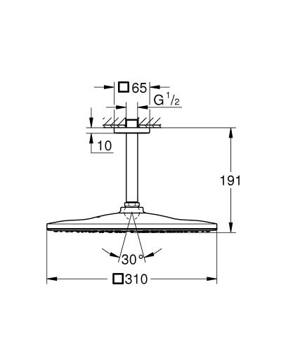 Grohe Rainshower Mono 310 Cube Tepe Duşu Seti 142 mm, 1 akışlı- 26566000 - Thumbnail