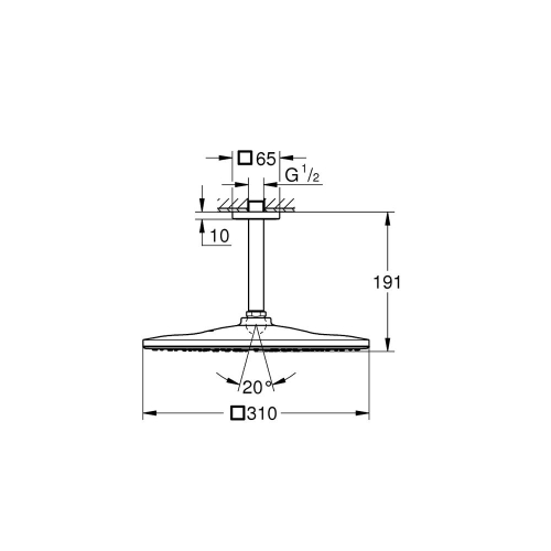 Grohe Rainshower Mono 310 Cube Tepe Duşu Seti 142 Mm, Tek Akışlı Brushed Cool Sunrise - 26566GN0 - Thumbnail