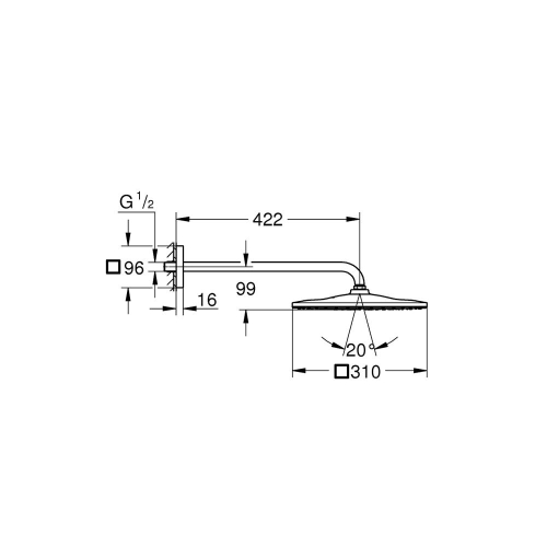 Grohe Rainshower Mono 310 Cube Tepe Duşu Seti 422 Mm, Tek Akışlı Brushed Hard Graphite - 26564AL0 - Thumbnail